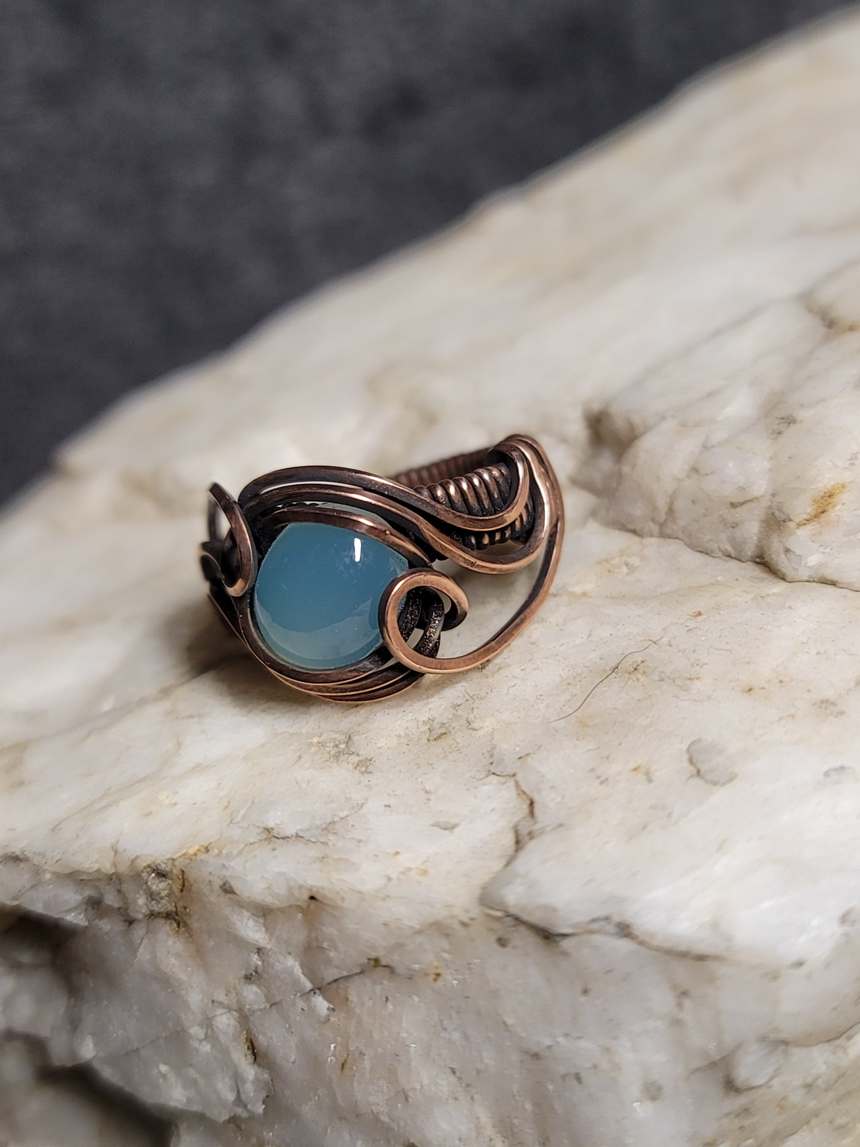 Moonstone Oval Ring in Copper – Buddha Blossom Jewels